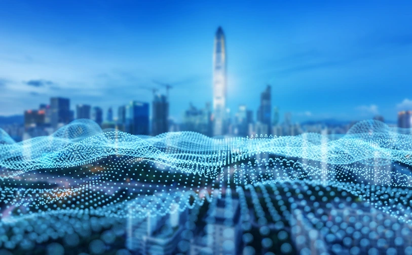 GTB Énergie : Gestion Technique des Bâtiments et Performance Énergétique Illustration numérique de la gestion technique des bâtiments (GTB) et de l’optimisation énergétique d’une ville intelligente